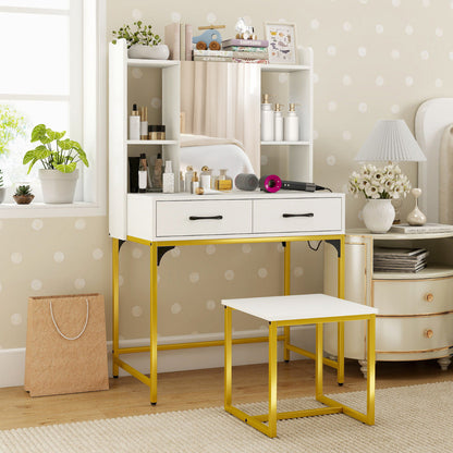 Vanity Desk with Mirror and Stool Wide Makeup Dressing Table-White