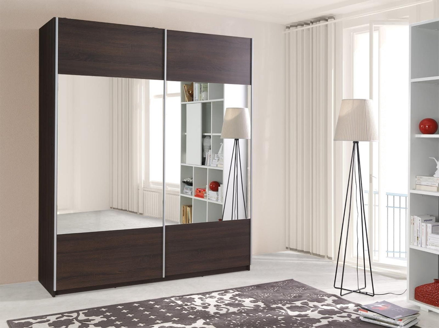 Valero 2-Door Sliding Wardrobe 175cm - Plum Wallis, Wenge or Sonoma Oak