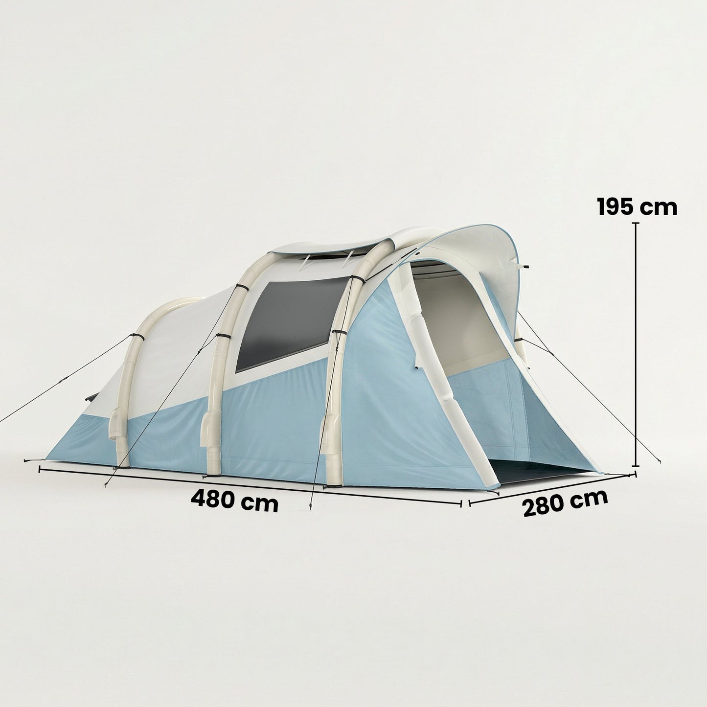 Outsunny Inflatable Camping Tent w/ Air Pump, Easy Setup 2-3 Person Blow Up Tent, Light Blue