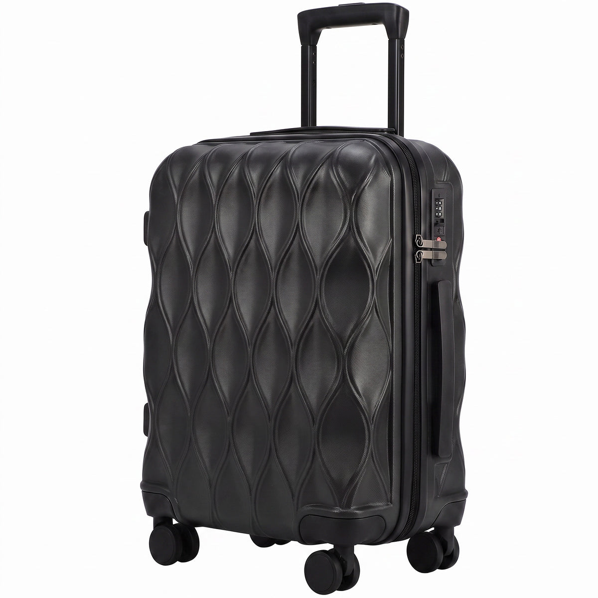 HOMCOM 22Inch 56cm Suitcase, ABS Hard Shell Carry On Luggage with TSA Lock, Spinner Wheels, Telescopic Handle, Black