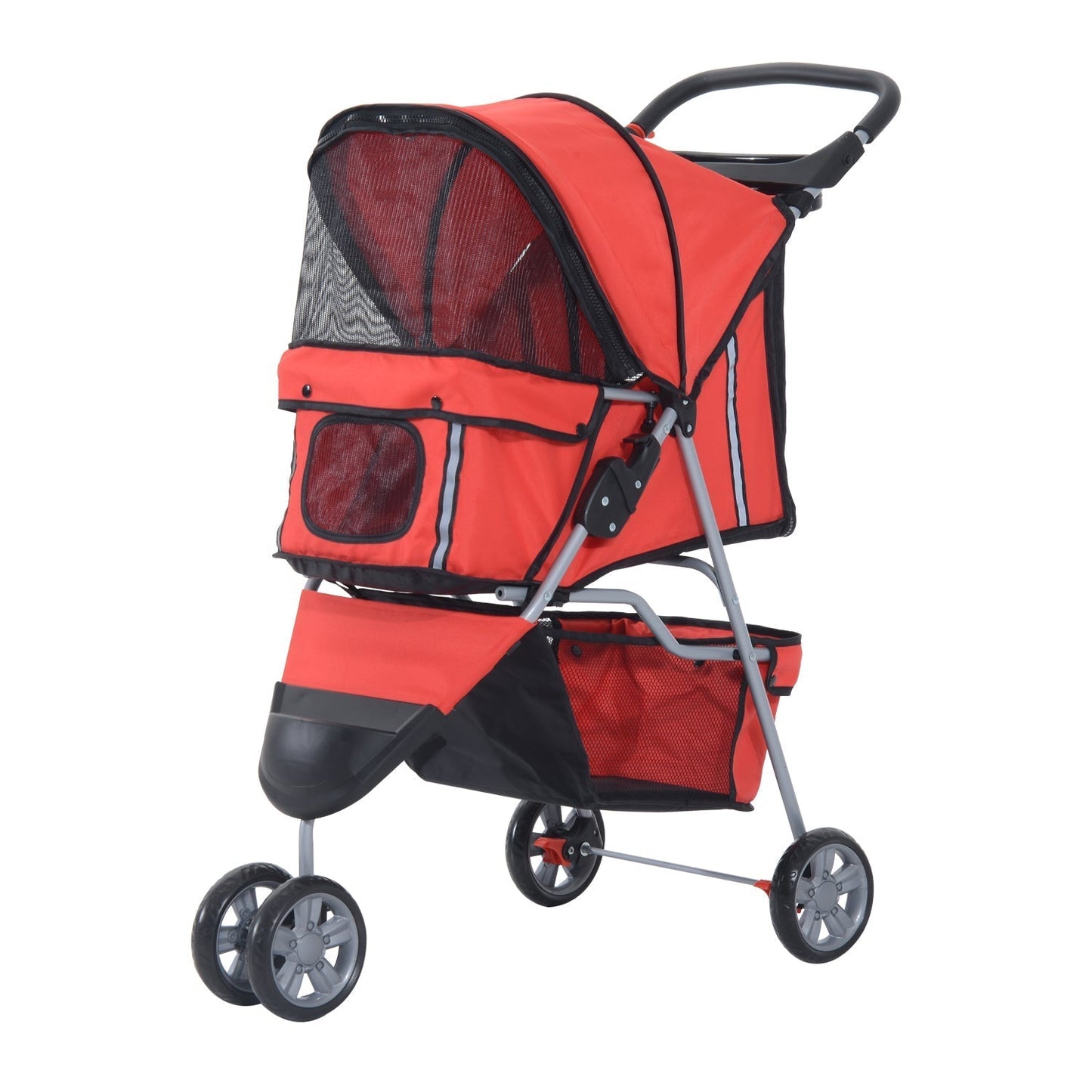 PawHut Pet Travel Stroller W/Three Wheels-Red