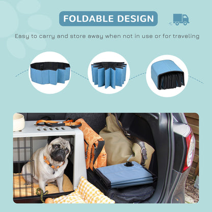 PawHut Foldable Dog Paddling Pool Pet Cat Swimming Pool Indoor/Outdoor Collapsible Summer Bathing Tub Shower Tub Puppy Washer (â100 x 30H cm, Blue)