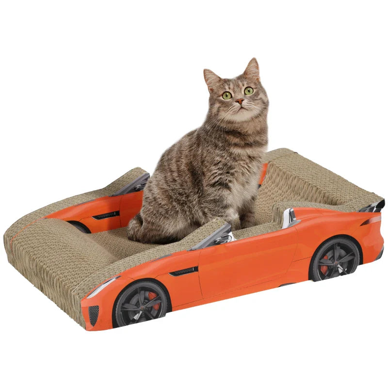 PawHut 2 in 1 Cat Scratching Board with Catnip, Car-shaped