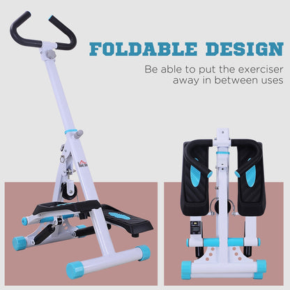 HOMCOM Stepper w/ Handle Hand Grip Workout Fitness Machine For Fitness Aerobic Exercise Home Gym White