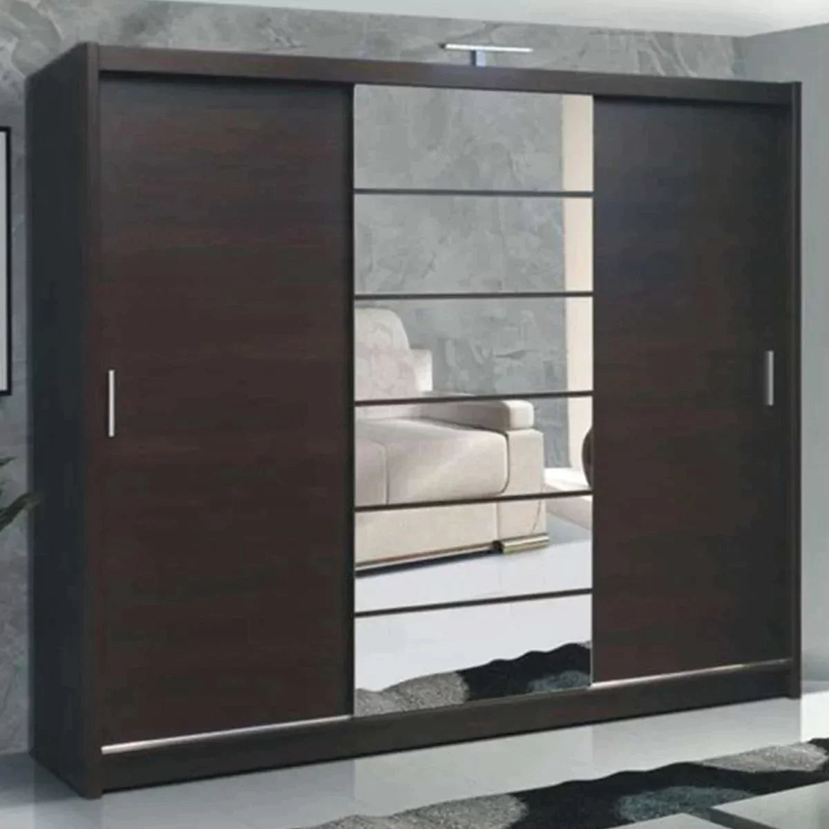 Rotherham Warm Wood Effect Sliding Door Mirror Wardrobe - Oak Sonoma