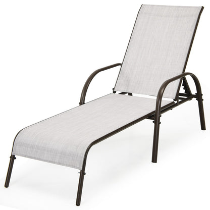 Versatile Chaise Lounge Chair with 5 Adjustable Positions Iron Construction-Grey