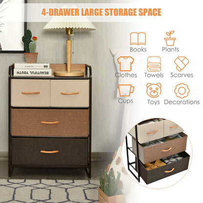 Vertical Dresser Storage Tower with Wooden Top and 4 Drawers