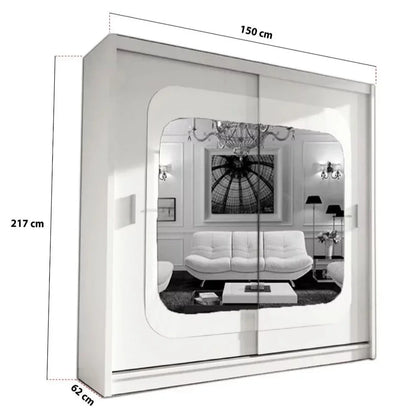 Chelsea White 2 Door Mirrored Sliding Wardrobe - 150cm and 203cm