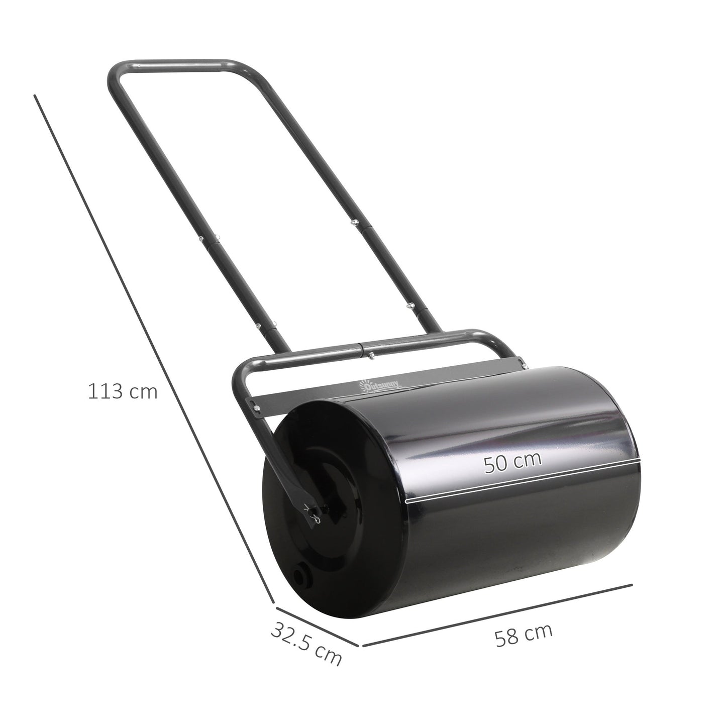Outsunny 38L Napełnialny cylinder Stalowy wałek trawnikowy - Czarny