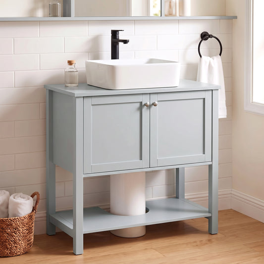 HOMCOM Under Sink Bathroom Cabinet with 2 Doors in Light Blue, image 2