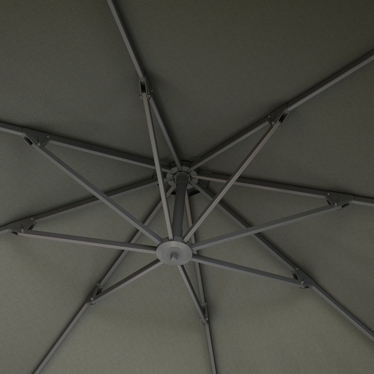 Outsunny 3(m) Garden Cantilever Parasol, Round Overhanging Umbrella with Crank Handle, Cross Base, Aluminium Frame and 360√Ç¬∞ Rotation, Banana Patio Umbrella for Outdoor Sun Shade, Grey