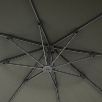 Outsunny 3(m) Garden Cantilever Parasol, Round Overhanging Umbrella with Crank Handle, Cross Base, Aluminium Frame and 360√Ç¬∞ Rotation, Banana Patio Umbrella for Outdoor Sun Shade, Grey