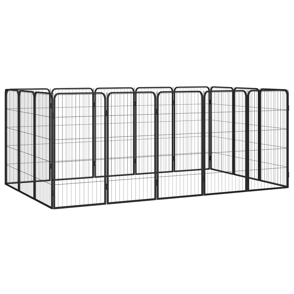 vidaXL 16-Panel Dog Playpen Black 50x100 cm Powder-coated Steel 1