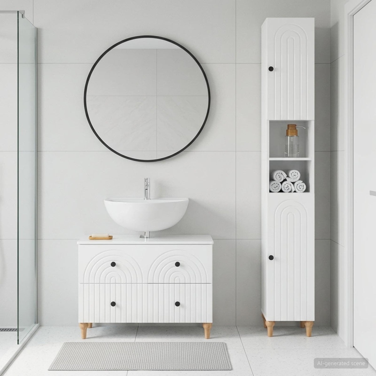 vidaXL 2 Piece Bathroom Cabinet Set ALKMAAR High Gloss White 1