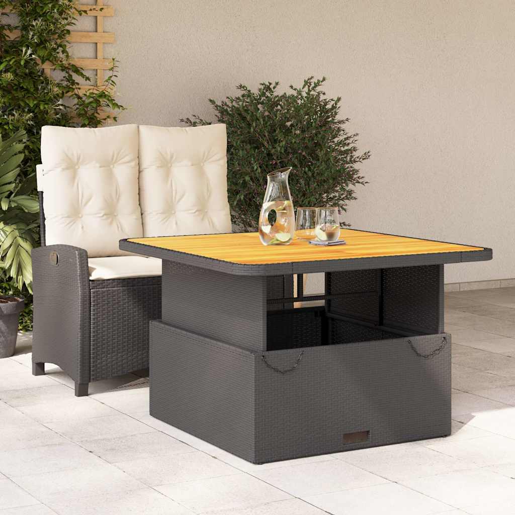 vidaXL 2 Piece Garden Dining Set with Cushions Black Poly Rattan 1