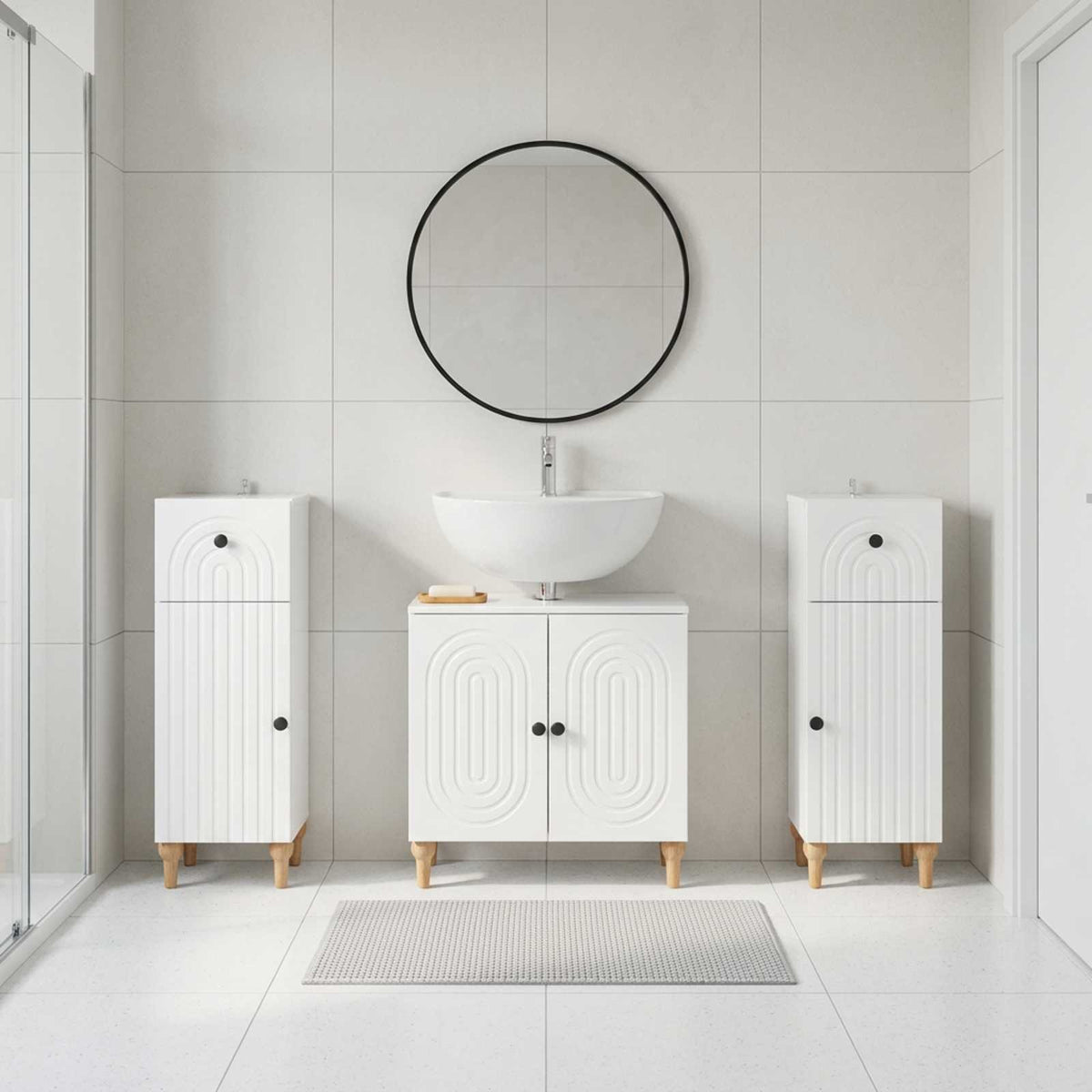 vidaXL 3 Piece Bathroom Cabinet Set ALKMAAR 3 pcs High Gloss White 1