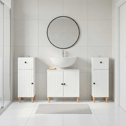 vidaXL 3 Piece Bathroom Cabinet Set ALKMAAR 3 pcs High Gloss White 1