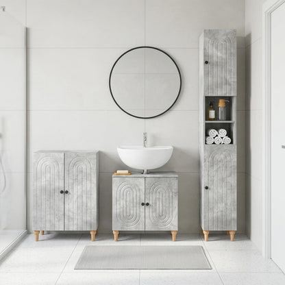 vidaXL 3 Piece Bathroom Cabinet Set ALKMAAR Concrete Grey 1