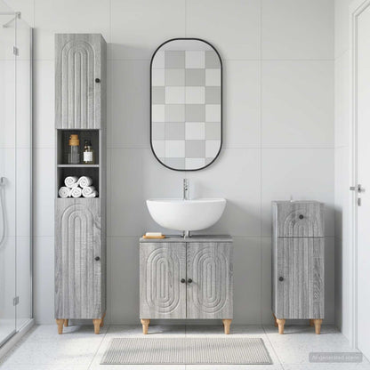 vidaXL 3 Piece Bathroom Cabinet Set ALKMAAR Grey Sonoma 1
