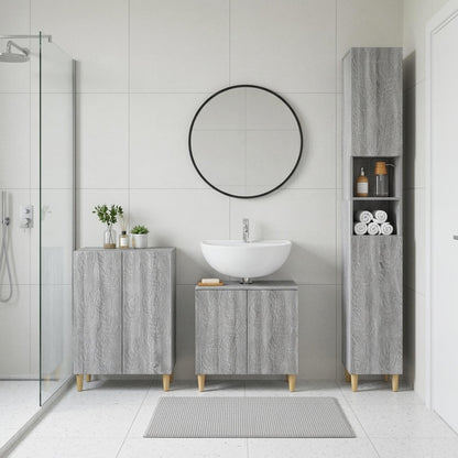 vidaXL 3 Piece Bathroom Cabinet Set DELFT Grey Sonoma Engineered Wood 1
