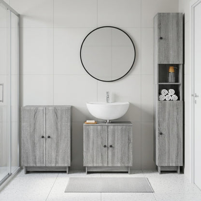 vidaXL 3 Piece Bathroom Cabinet Set EDE Grey Sonoma Engineered Wood 1