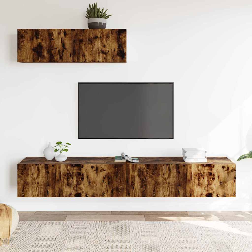 vidaXL 3 Piece TV Cabinet Set Smoked Oak Engineered Wood 1