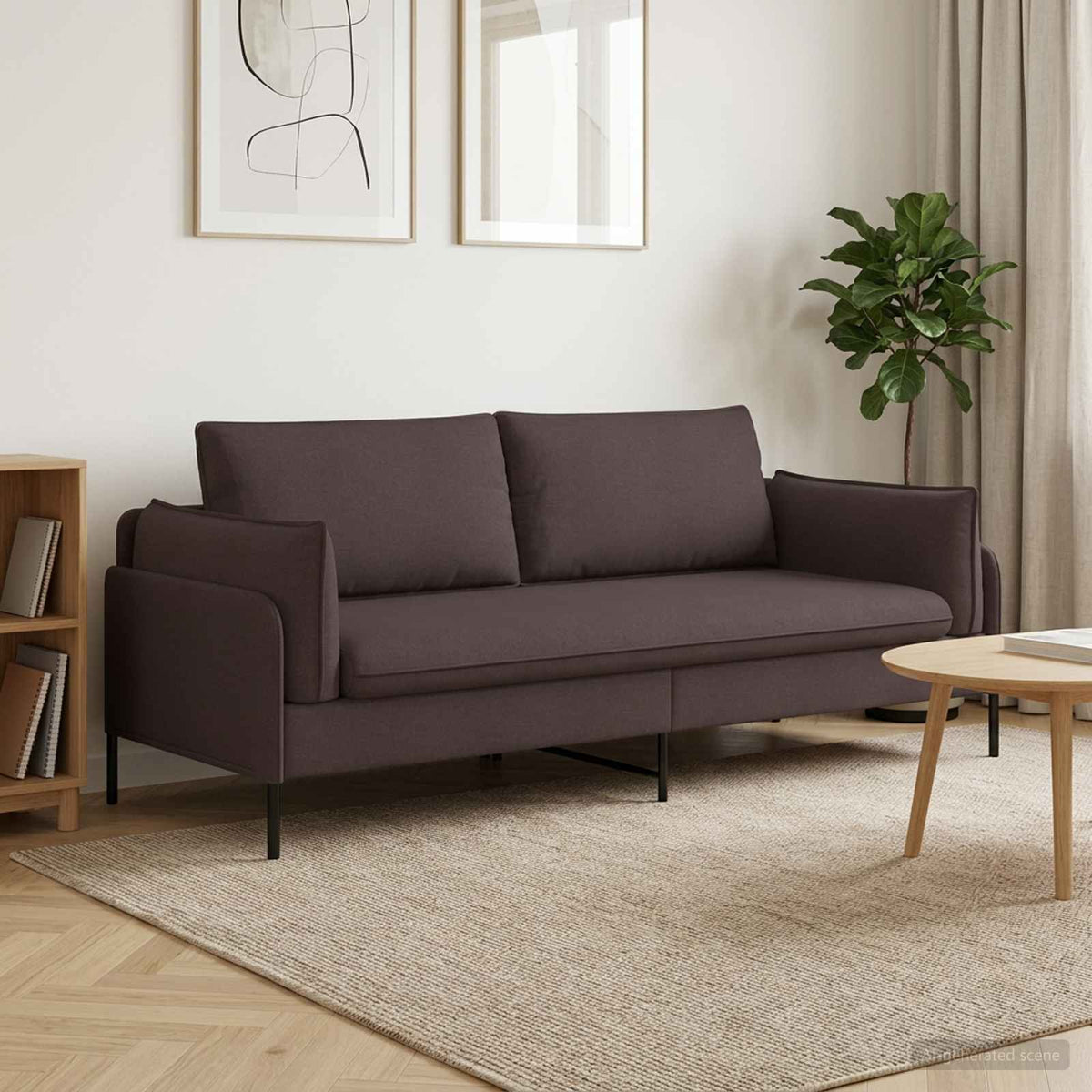 vidaXL 3-Seater Sofa Dark Brown 222 x 81 x 89 cm Fabric 1