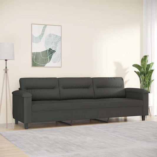 vidaXL 3-Seater Sofa Dark Grey 210 cm Microfibre Fabric 1