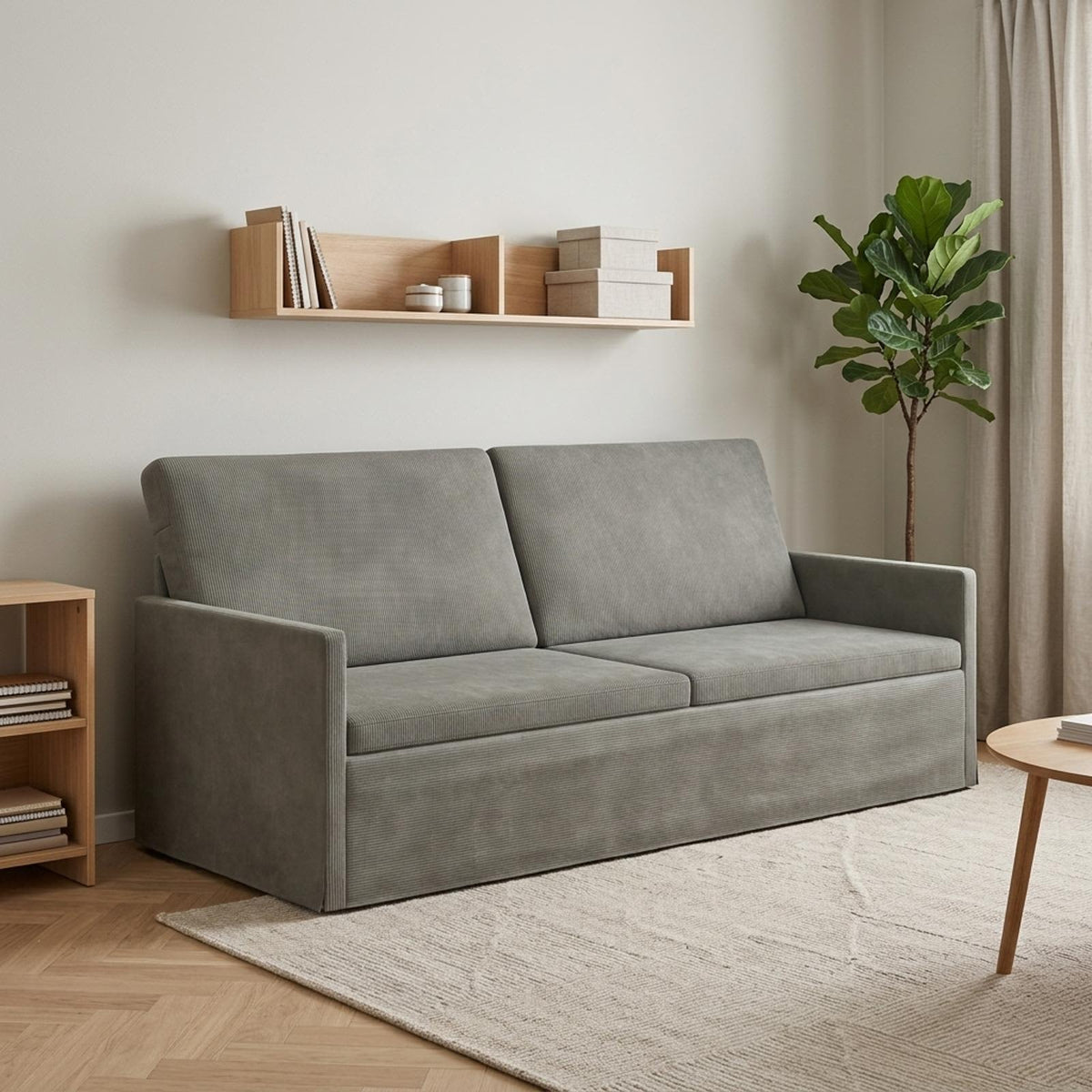 vidaXL 3 Seater Sofa Light Grey 190 x 81 x 82 cm Corduroy Fabric 1