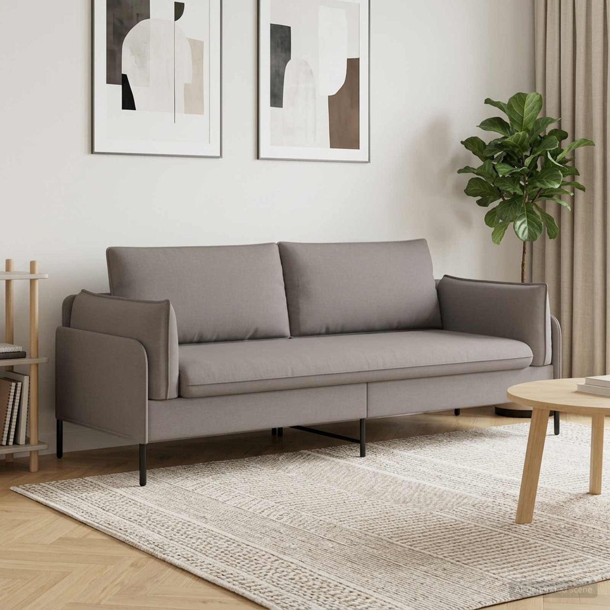 vidaXL 3-Seater Sofa Taupe 222 x 81 x 89 cm Fabric 1