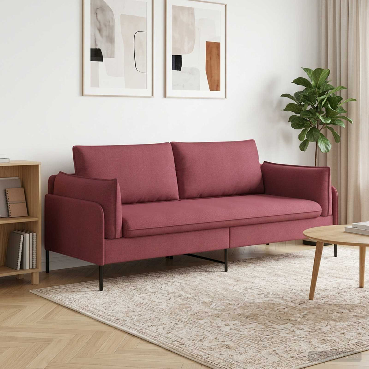 vidaXL 3-Seater Sofa Wine Red 222 x 81 x 89 cm Fabric 1