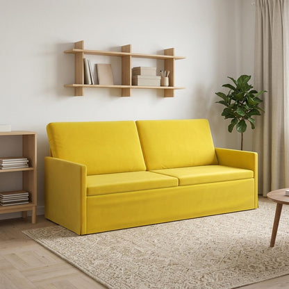 vidaXL 3 Seater Sofa Yellow 190 x 81 x 82 cm Velvet 1