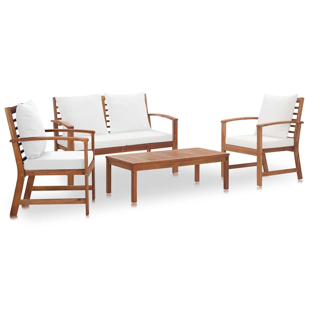 vidaXL 4 Piece Garden Lounge Set with Cushions Solid Wood Acacia 1