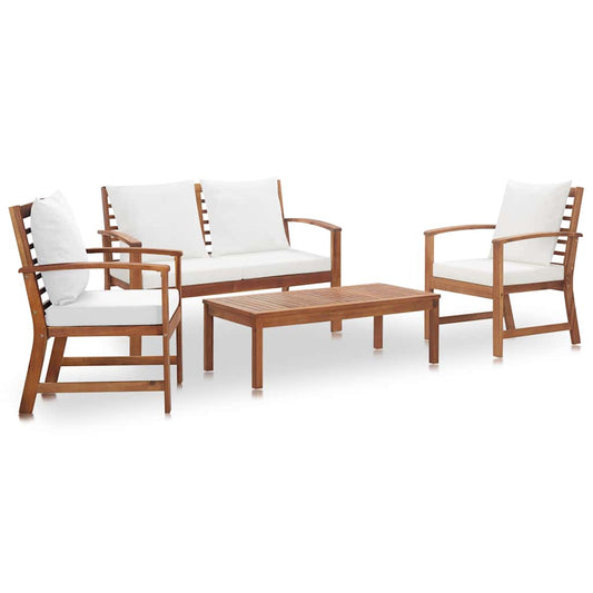vidaXL 4 Piece Garden Lounge Set with Cushions Solid Wood Acacia 1