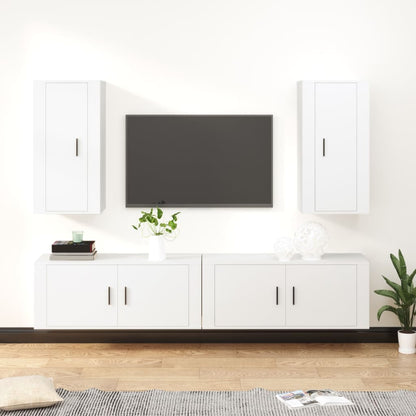 vidaXL 4 Piece TV Cabinet Set White Engineered Wood 1