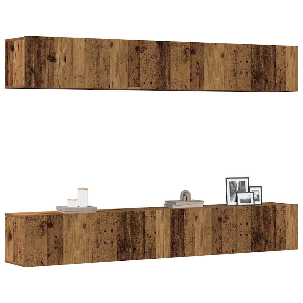 vidaXL 4 Piece Wall-mounted TV Cabinet Set Old Wood 100x30x30 cm 1