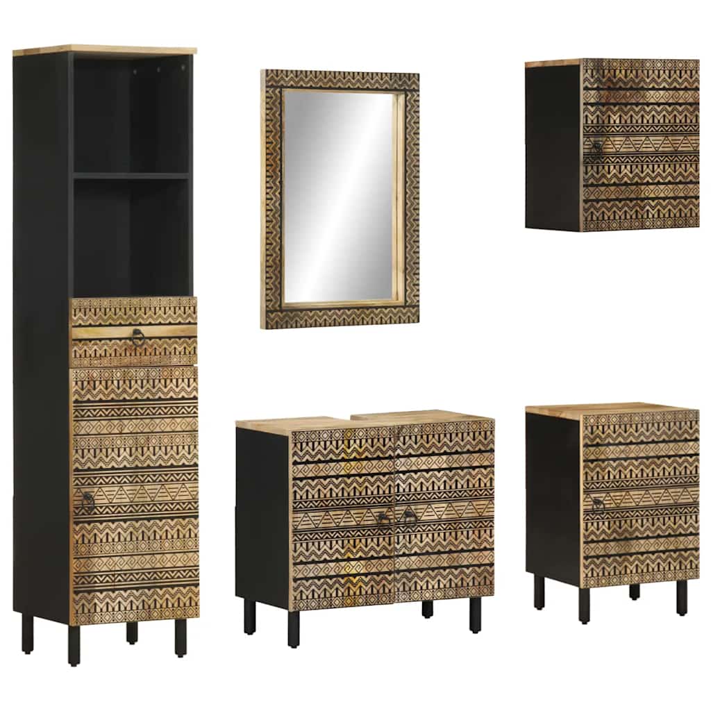 vidaXL 5 Piece Bathroom Furniture Set Solid Wood Mango 1