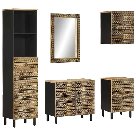 vidaXL 5 Piece Bathroom Furniture Set Solid Wood Mango 1