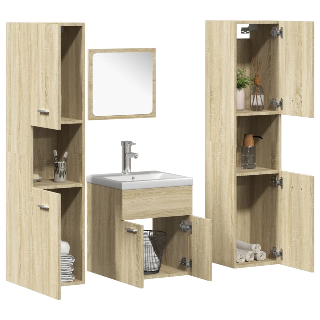 vidaXL 5 Piece Bathroom Furniture Set Sonoma Oak Engineered Wood 1