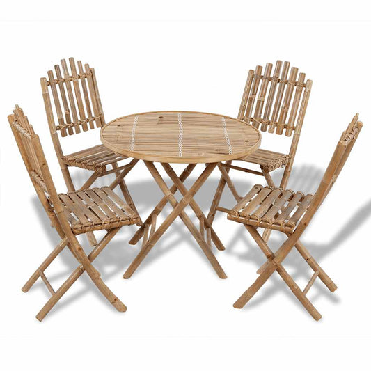 41497 vidaXL 5 Piece Folding Outdoor Dining Set Bamboo 1