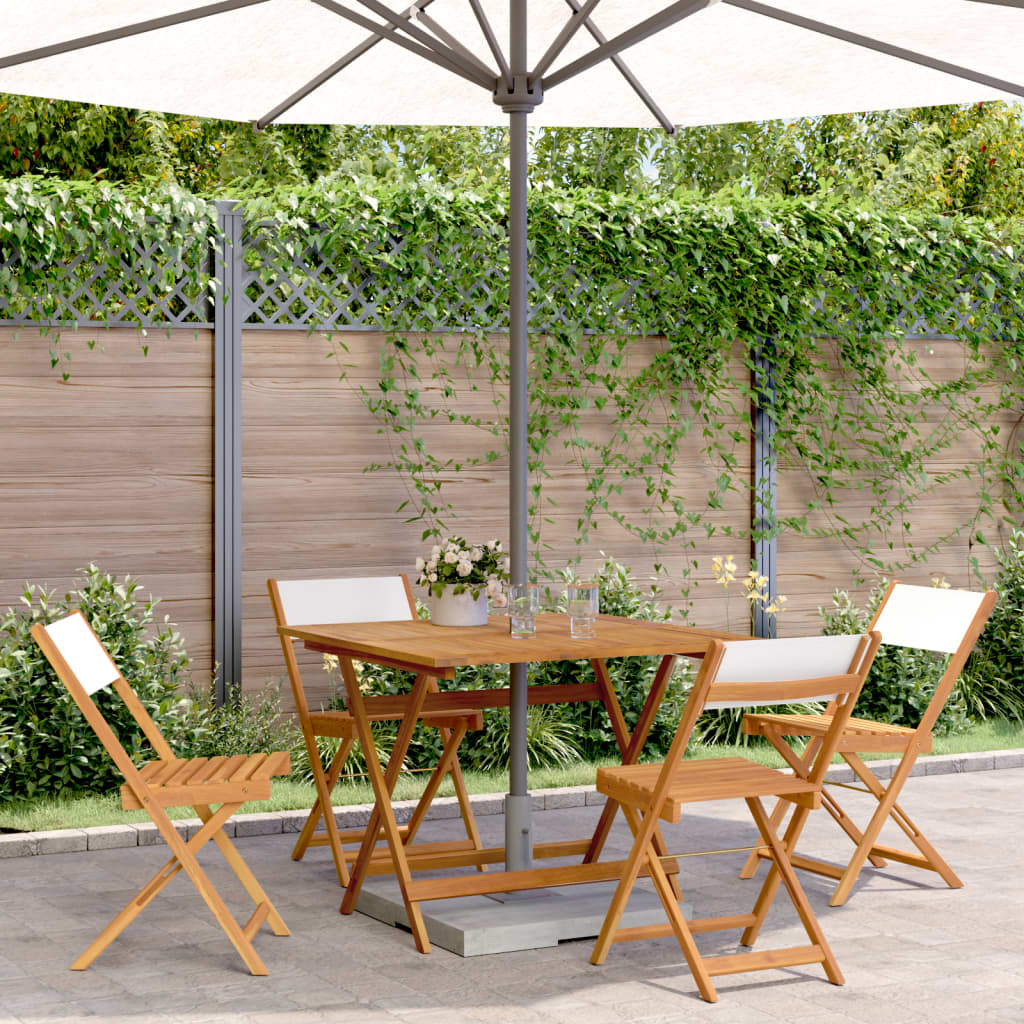 vidaXL 5 Piece Garden Dining Set Cream White Fabric and Solid Wood 1