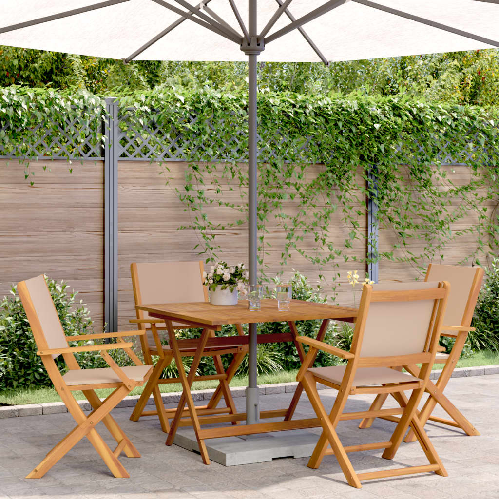 vidaXL 5 Piece Garden Dining Set Taupe Fabric and Solid Wood 1