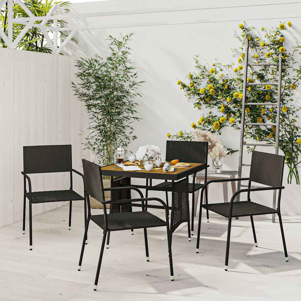 vidaXL 5 Piece Outdoor Dining Set Poly Rattan Black 1