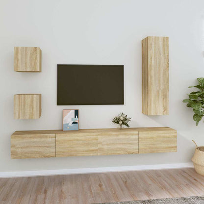 vidaXL 5 Piece TV Cabinet Set Sonoma Oak Engineered Wood 1