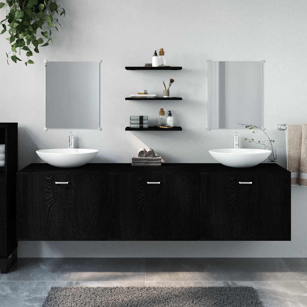 vidaXL 6 Piece Bathroom Furniture Set Black Engineered Wood 1