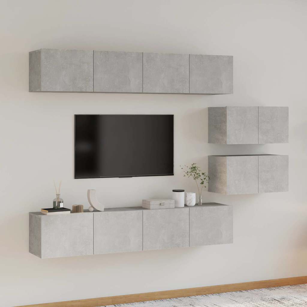 vidaXL 6 Piece TV Cabinet Set Concrete Grey Engineered Wood 1