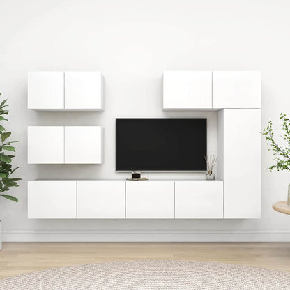 vidaXL 6 Piece TV Cabinet Set White Engineered Wood 1