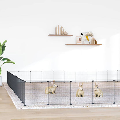 vidaXL 60-Panel Pet Cage with Door Black 525x525x35 cm Steel 1