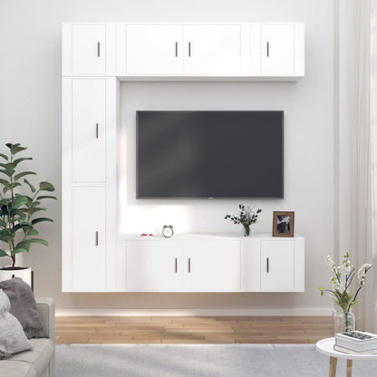 vidaXL 7 Piece TV Cabinet Set White Engineered Wood 1