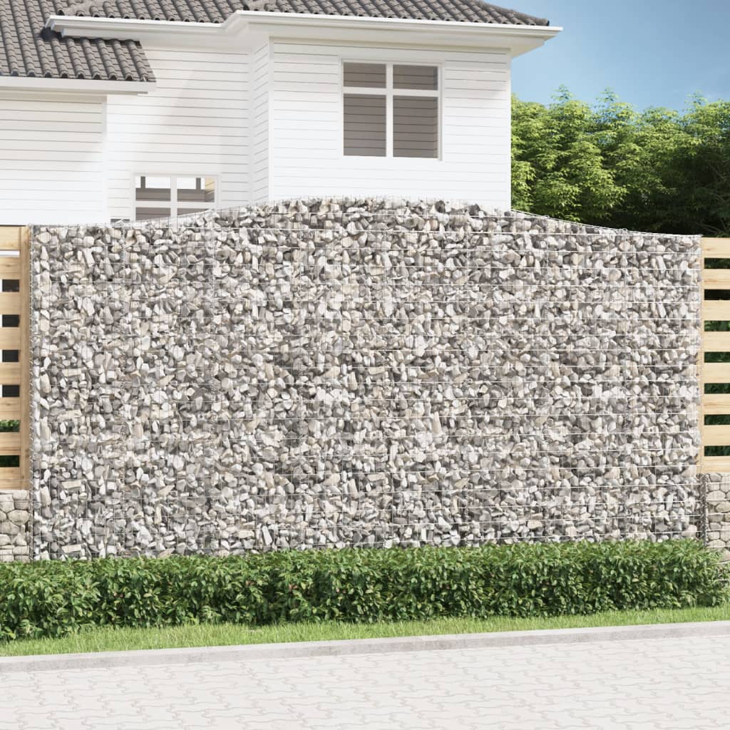 vidaXL Arched Gabion Basket 400x50x220/240 cm Galvanised Iron 1